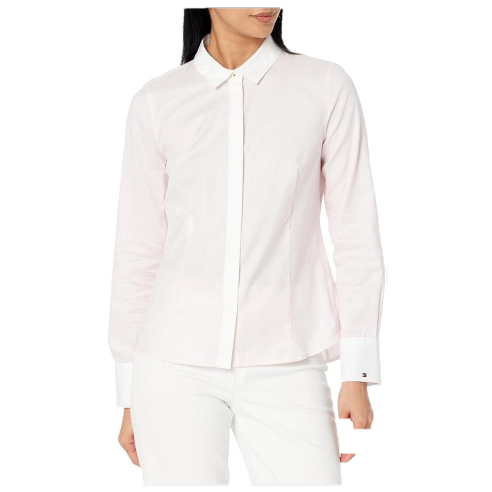 Long Tall Sally Collared Polo Hidden Buttons Closure Cotton Stretch Fabric W 4